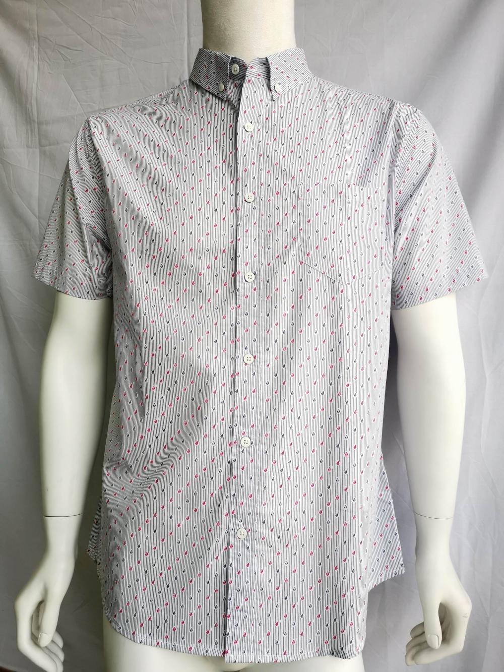 Men Causal 100% Cotton Print Short Sleeve Shirt