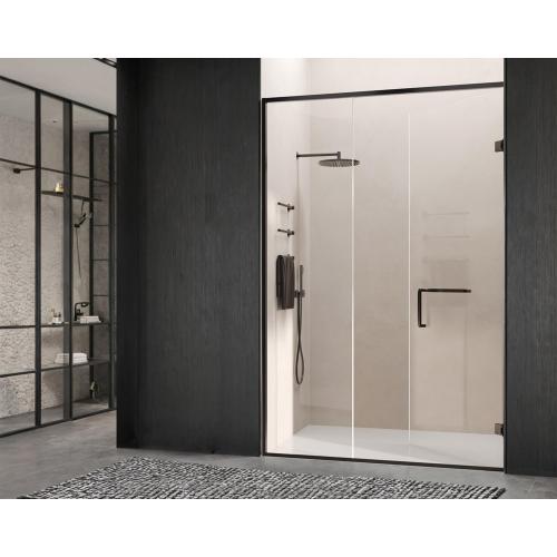 Porta de chuveiro giratória com estrutura de liga de alumínio de vidro temperado