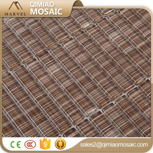 Coffee Brown Strip Tile Hand Painted Glass Tile Mosaic Countertop