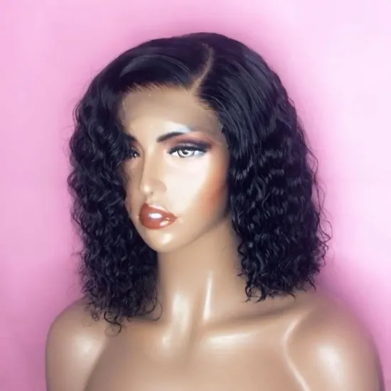 Wholesale Cheap Deep Wave Bob Wig Hd Full Transparent Lace Front Human Hair Wig Brazilian Virgin Human Hair Lace Frontal Wig