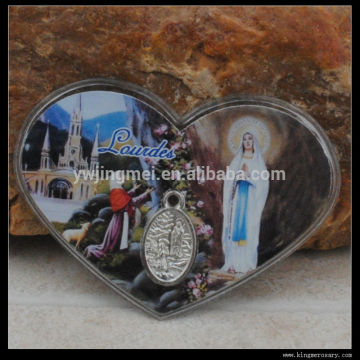 Prayer card with Lourdes Medal