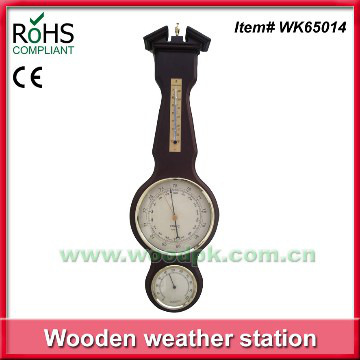 Decorative weather station clock with thermometer barometer hygrometer