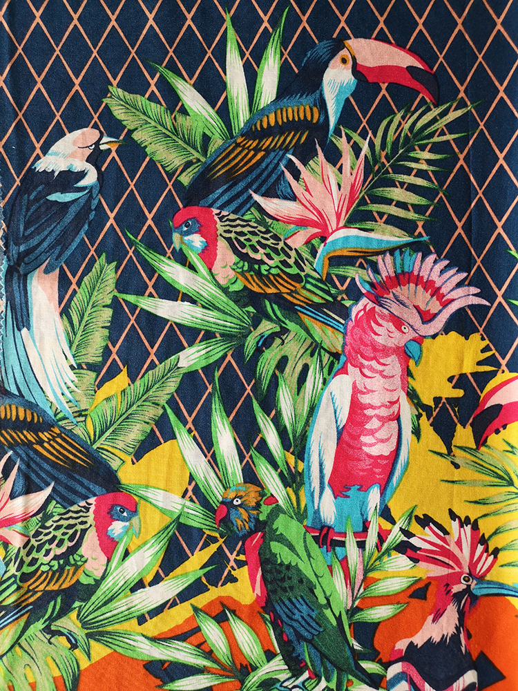 Birds Design Rayon Challis 32S Printing Fabric