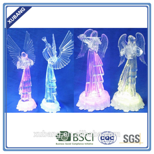 Acrylic Promotional fashionable angels with colorful LED light and 6 timer