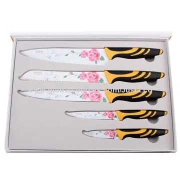 5pc pattern coating kitchen knife set