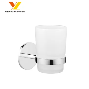 Wall Mount Glass Adhesive Bathroom Toothbrush Holder & Tumbler