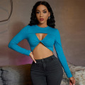 Women`s Sweater Twist Knot Crop Top