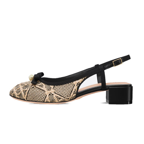 Round-toe low-heeled mule shoes