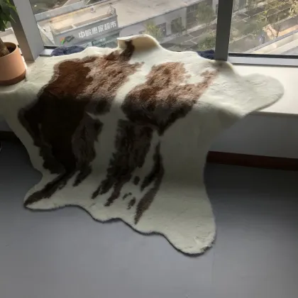 Cow Print Rug 4.1x4.2 Feet - Faux Cow Hide Rug for Home
