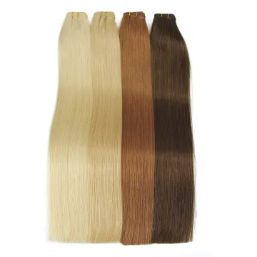 Human Hair Extension Flat Weft Double Drawn,Flat Weft Russian Remy Hair,Light Color Cuticles Aligned Flat Weft Hair Extensions