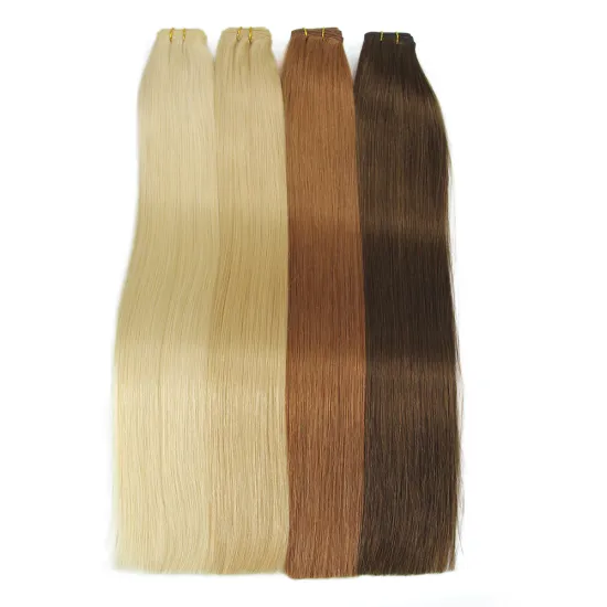 Human Hair Extension Flat Weft Double Drawn,Flat Weft Russian Remy Hair,Light Color Cuticles Aligned Flat Weft Hair Extensions