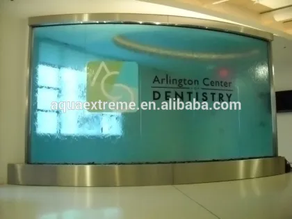 glass water fountain for company background wall decor waterfall