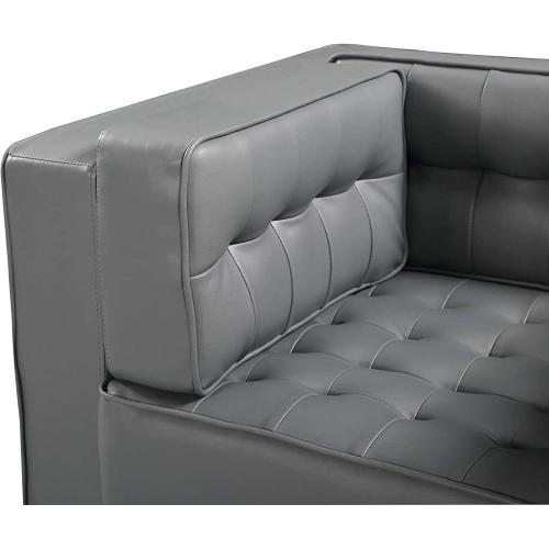 Tufted Shelter Arm Design Leather Sofa Upholstered Tufted Shelter Arm Design L-Shape Leather Sofa Supplier