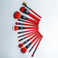 13 pcs Deep Red Makeup Brush Set