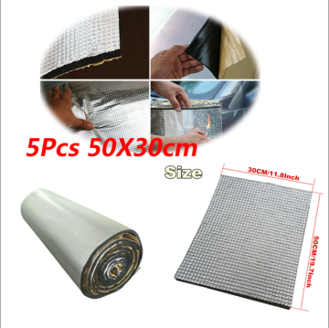 5PCS 7mm 30*50cm Self-Adhesive Car Door Hood Floor Sound Deadener Heat Barrier Mat