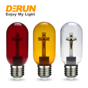 Jesus Cross LED Religious Bulb - Yellow Red Clear Glass Cover 4W 110V 220V T45