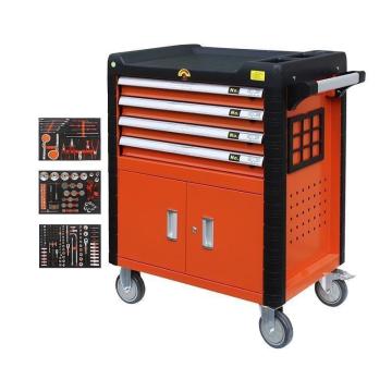 High-End Movable Metal Tool Trolley with 4 Drawers - Professional Repair Tool Cabinet