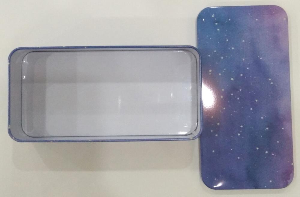 Rectangular Stationery Tin Box with Star Printing