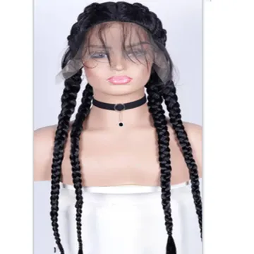 Wholesale Synthetic Hair Wigs Low Temperature Flame Retardant Fiber Braided Lace Front Synthetic Braid Wig