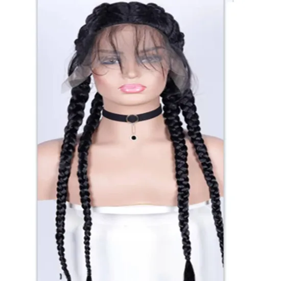 Wholesale Synthetic Hair Wigs Low Temperature Flame Retardant Fiber Braided Lace Front Synthetic Braid Wig