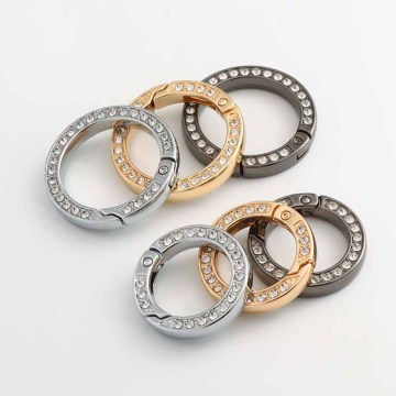 BC043 Double-Sided Diamond Opening Spring Ring: A Stylish Fashion Buckle Accessory for Your Round Bag