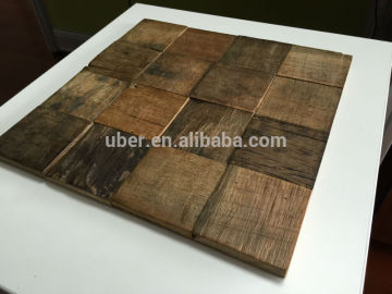 Reclaimed Boat wood mosaic interior wall panel, eco-friendly