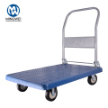 Blue foldable trolley market cart