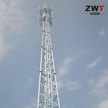 Torre de aço de três tubos para redes de comunicação