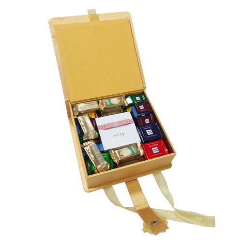 Custom Flip Chocolate Gift Box with Ribbon Handle