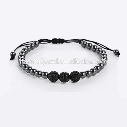 men macrame bracelet gold jewelry stainless steel bead bracelet