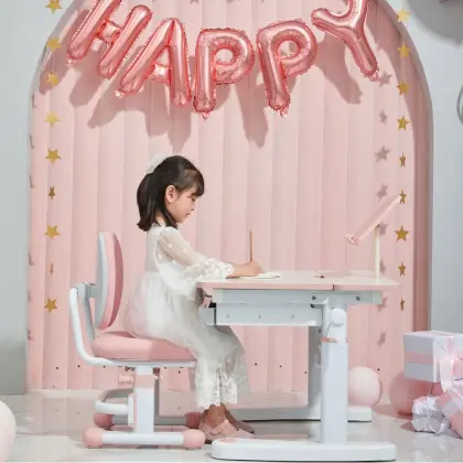 Height adjustable children furniture study table and chair