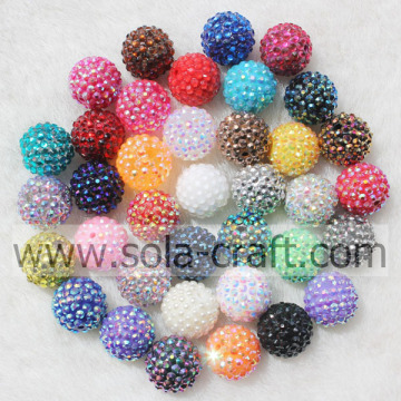 Perlas de bola de diamantes de imitación de resina acrílica sólida de color de mezcla de moda 18 * 20 MM