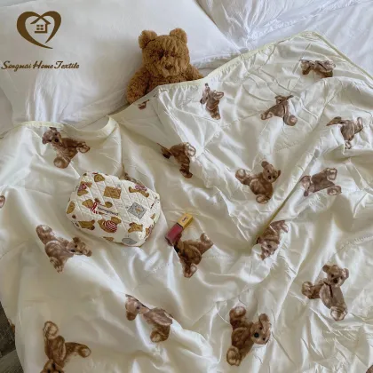 Songmai Super Soft Baby Blanket: Cartoon Bear Thin Quilt for Summer Bedding