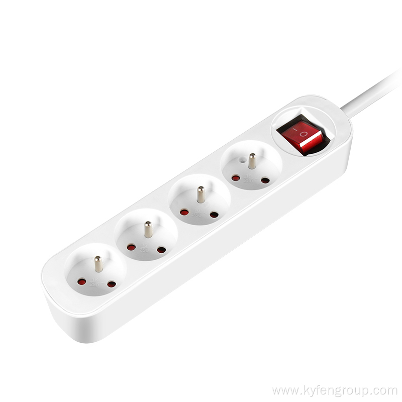 France 4-socket power strip with light switch