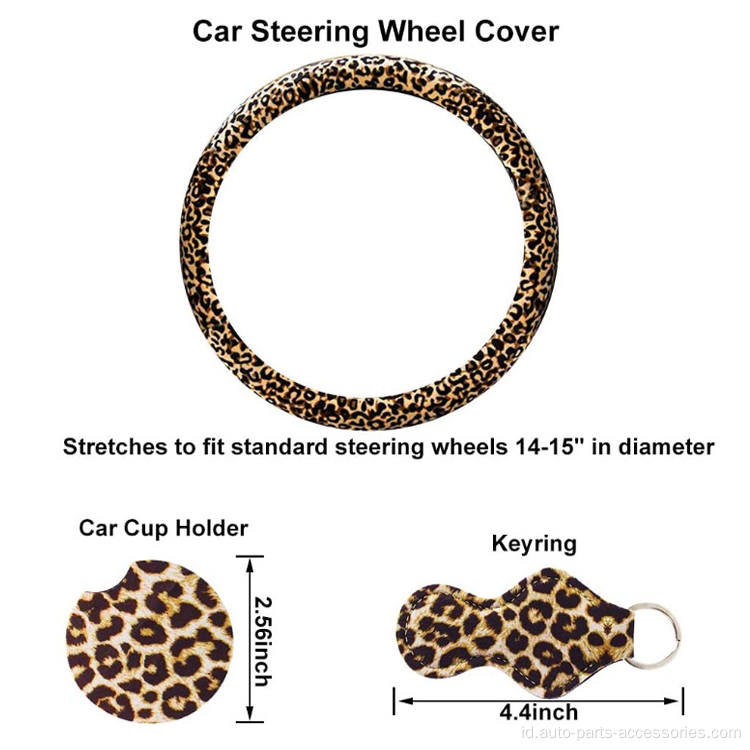 Light Leopard Four-Piece Keychain Car Steering Wheel Cover