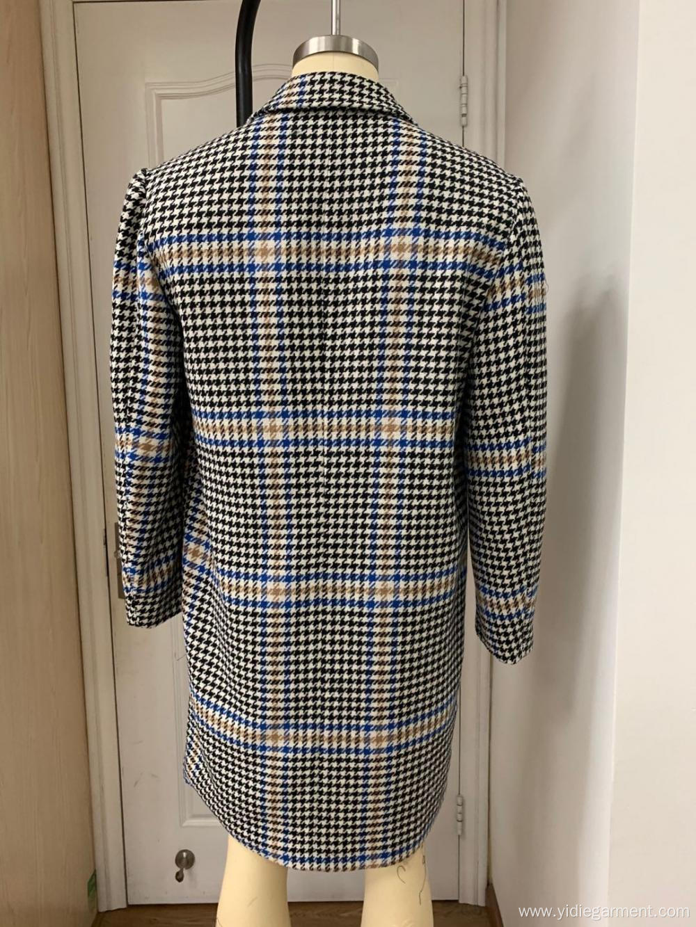 Men's Black Tweed Houndstooth Coat