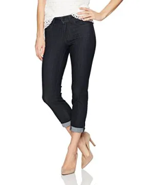 Women's Cotton Jeans Textured Capri Denim Trousers
