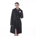 Mature black striped cashmere coat