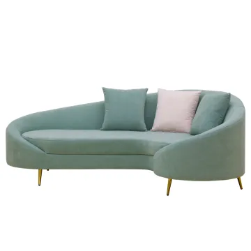 Golden Legs Half Moon Chaise Lounge Sofa for Classic Design Living Room