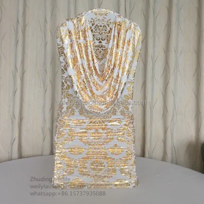 Gold Blocked Draped Valance Swag Chair Cover