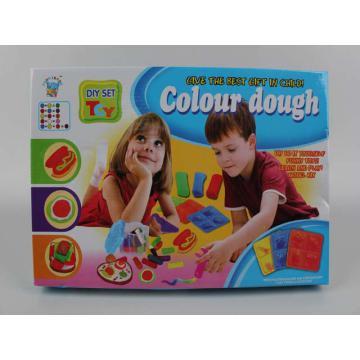 Colorful DIY clay for kid with plastic tool