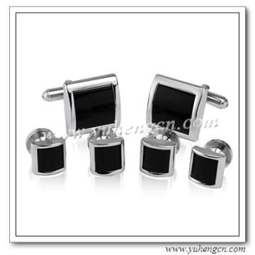 Square Black Onyx Tuexdo Studs and Cufflinks Sets