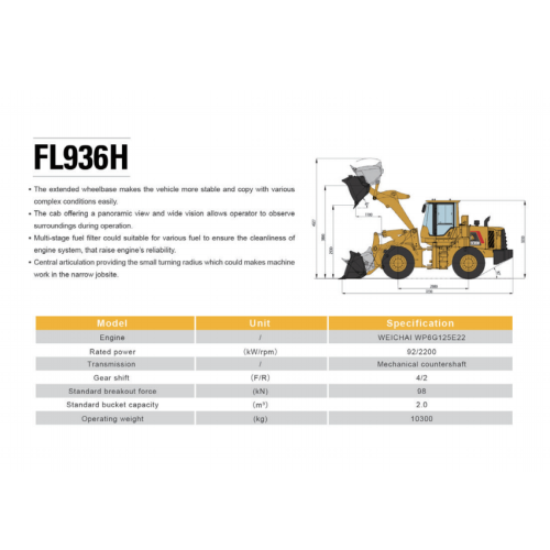 작은 프론트 엔드 휠 로더 FL936F