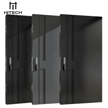 Hitech Wooden Villa Front Door with Steel Strips