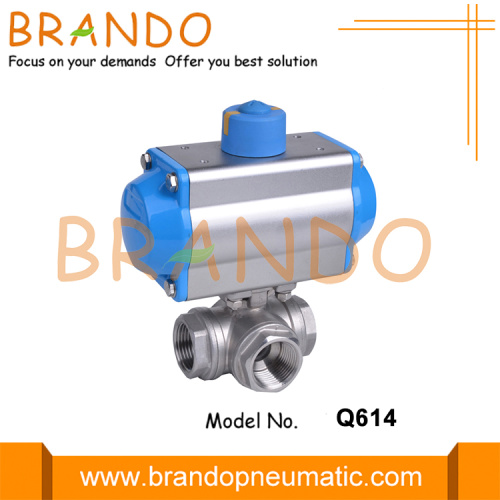 Плавающий L пневматический 3way шаровой клапан с приводом