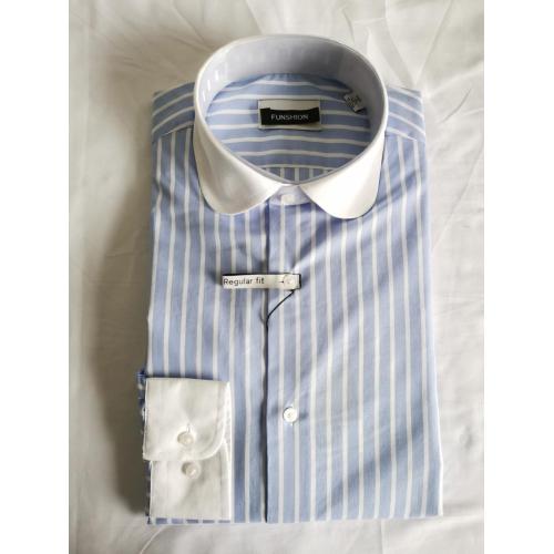 Hombres causales Y/D Poplin Club Collar Camisa larga