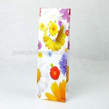 foiled flower bottle paper bag with handles