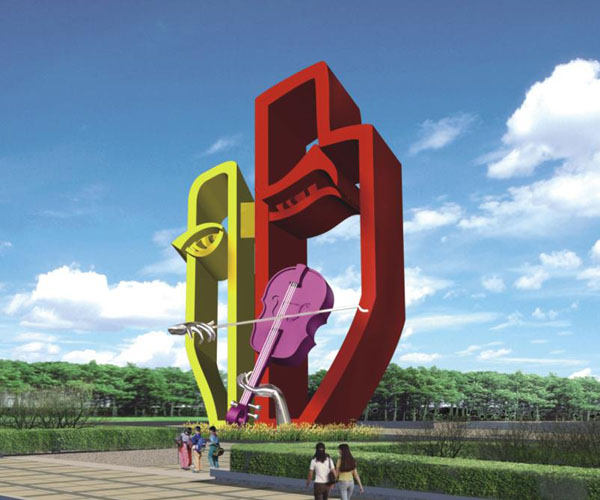 Color outdoor stainless steel sculpture