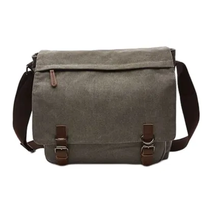 Men's Hiking Travel Crossbody Bag - Canvas Flap Crossbody Bag