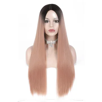 X-tress Ombre Pink Purple Straight Synthetic Hair Wig For Women Cosplay Machine Made Natural Hair Wigs Heat Resistant Fiber Wigs
